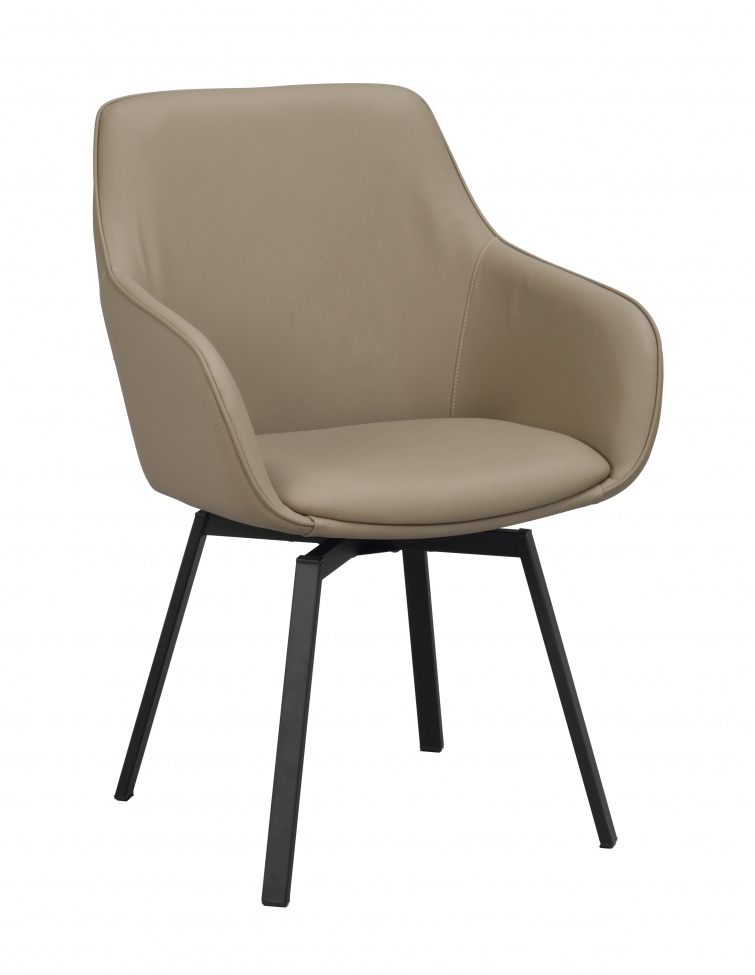 Sessel 'Alison Leder - Beige/Schwarz