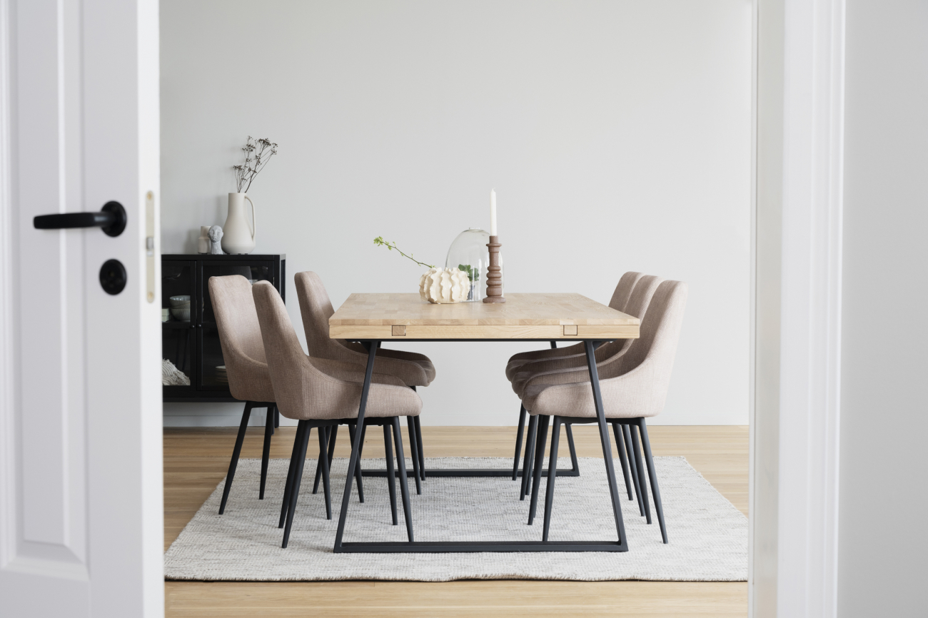 Esstisch 'Brooklyn' 220x95cm - Eiche/Schwarzes U-Fuﬂ