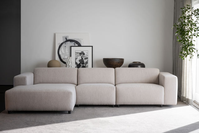 4-Sitzer-Sofa 'Willard' Chaiselongue V - Hellbeige