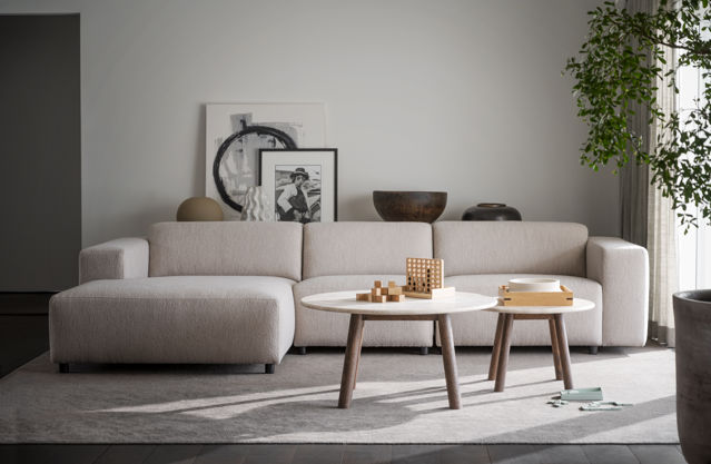 4-Sitzer-Sofa 'Willard' Chaiselongue V - Hellbeige