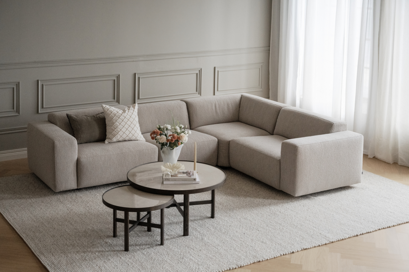 2-Sitzer-Ecksofa 'Willard' - Hellbeige