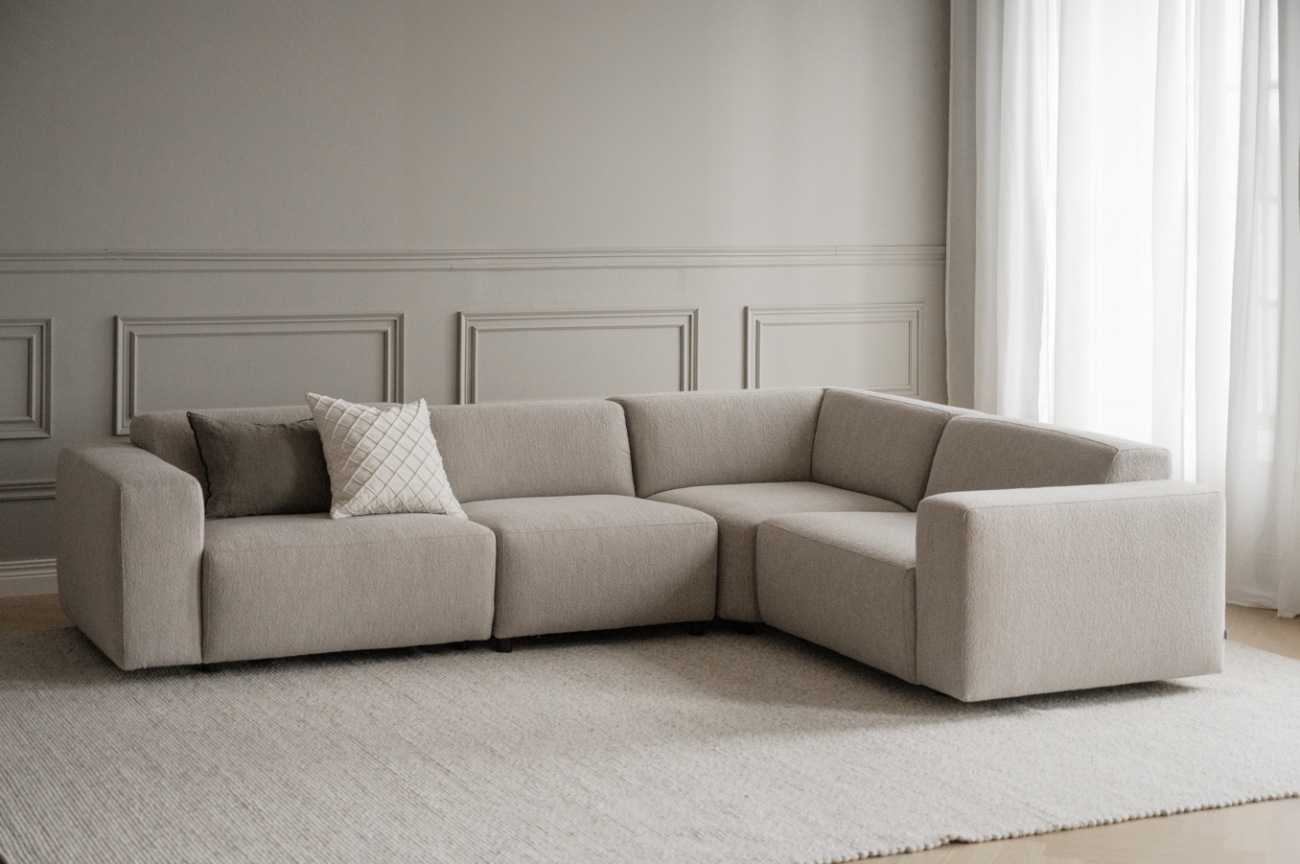 2-Sitzer-Ecksofa 'Willard' - Hellbeige