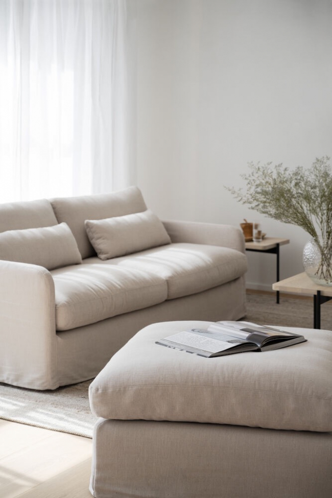 Fußhocker 'Peyton' - Beige