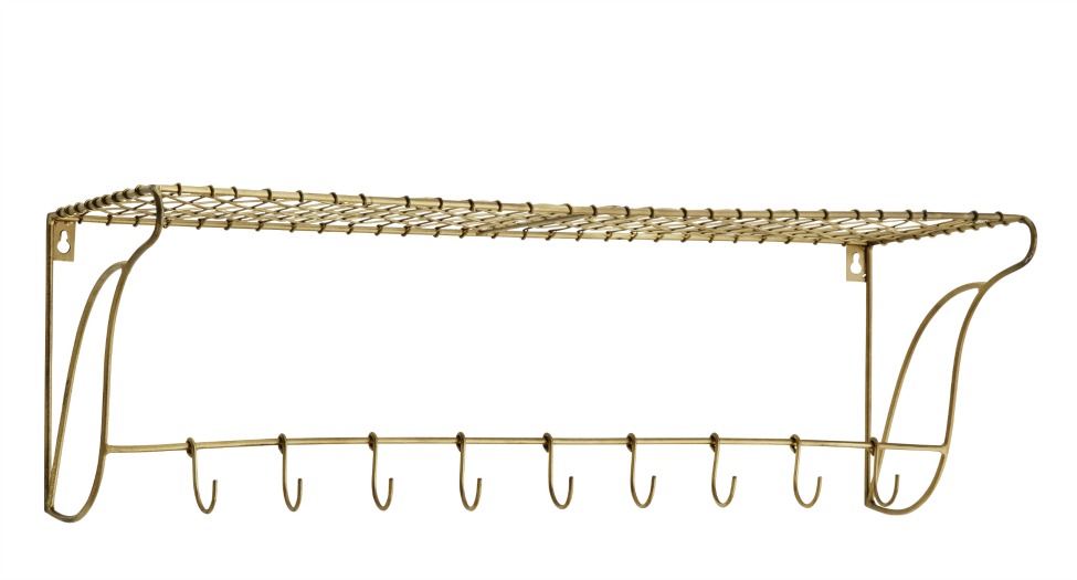 Hutablage mit Haken L - Messing | Wandregale - Regale & Aufbewa