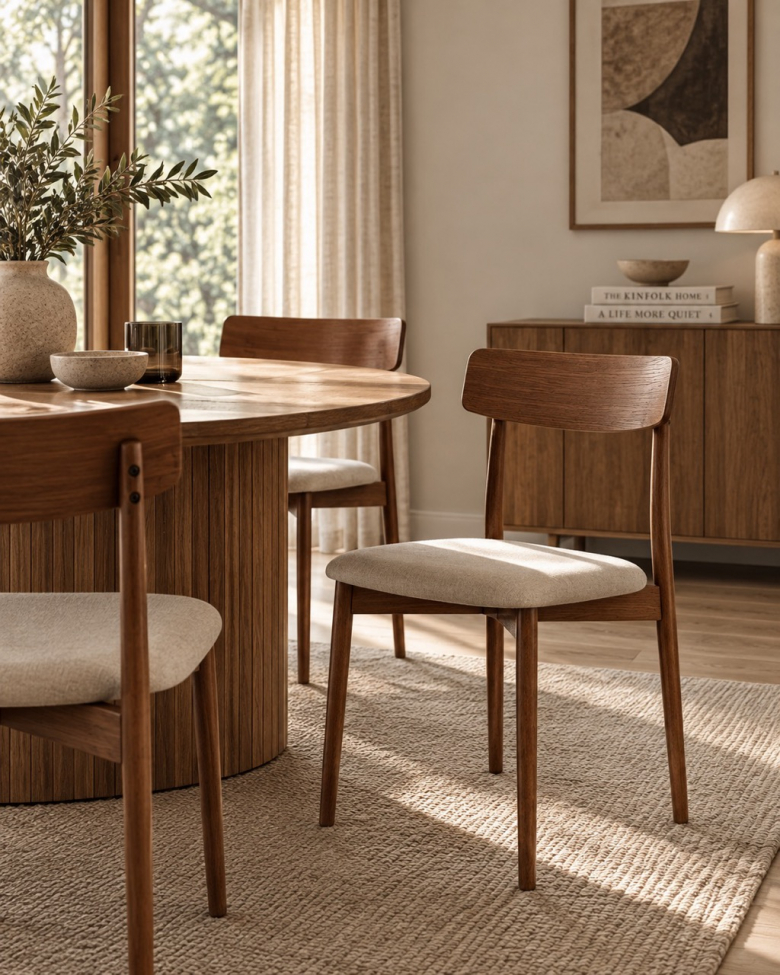 Stuhl 'Ystad' - Nussbaum/beige