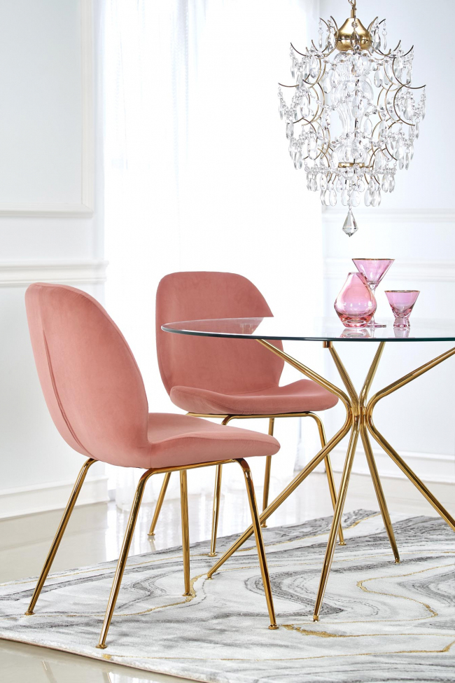 Esstisch 'Rondo' Rund 110cm - Transparent/Gold