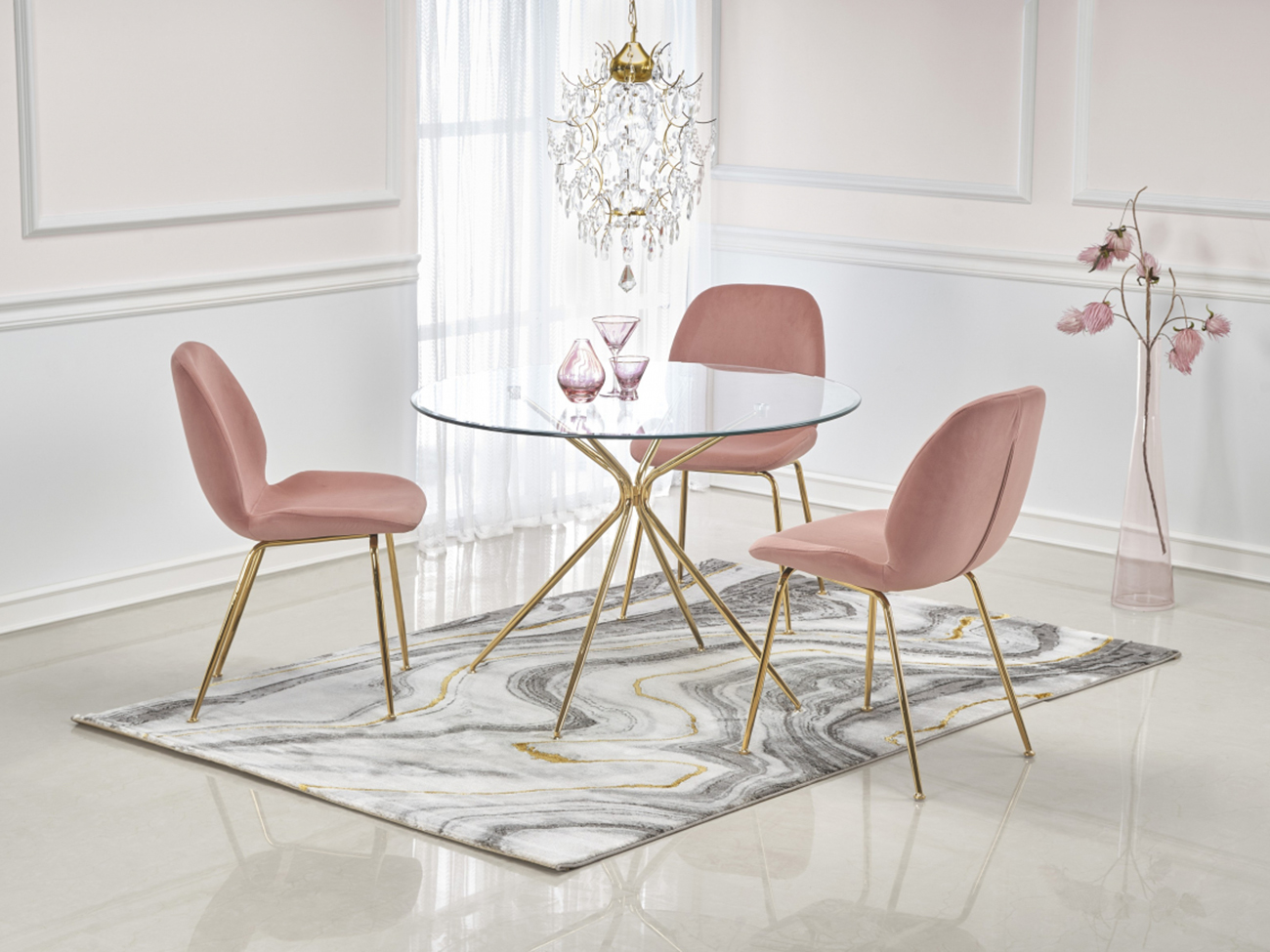 Esstisch 'Rondo' Rund 110cm - Transparent/Gold