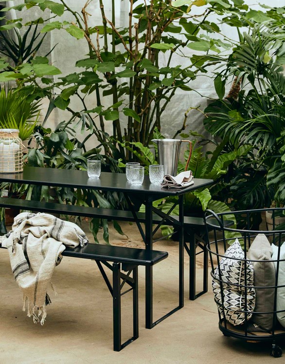 Tische und Bänke 'Garden' 220x60cm - Schwarz