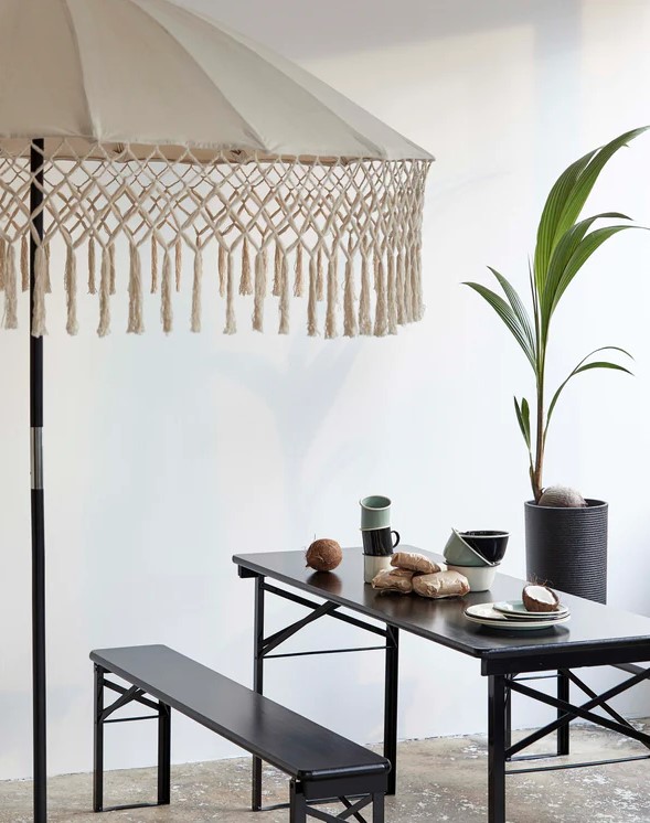 Tische und Bänke 'Garden' 220x60cm - Schwarz