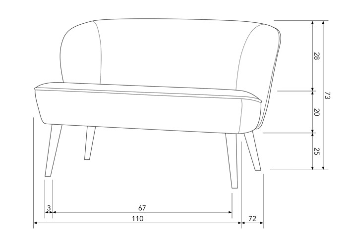 Sofa 'Sara' - Rot/Samt