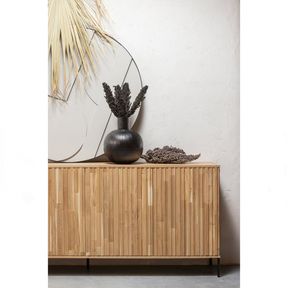 Sideboard 'New Gravure' 200cm - Eiche/Schwarz