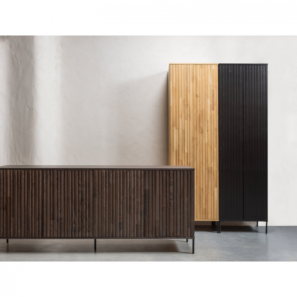 Sideboard 'New Gravure' 200 cm – Dunkelbraun/Schwarz