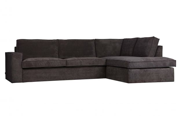 Ecksofa 'Thomas' - Gerippt Dunkelgrau