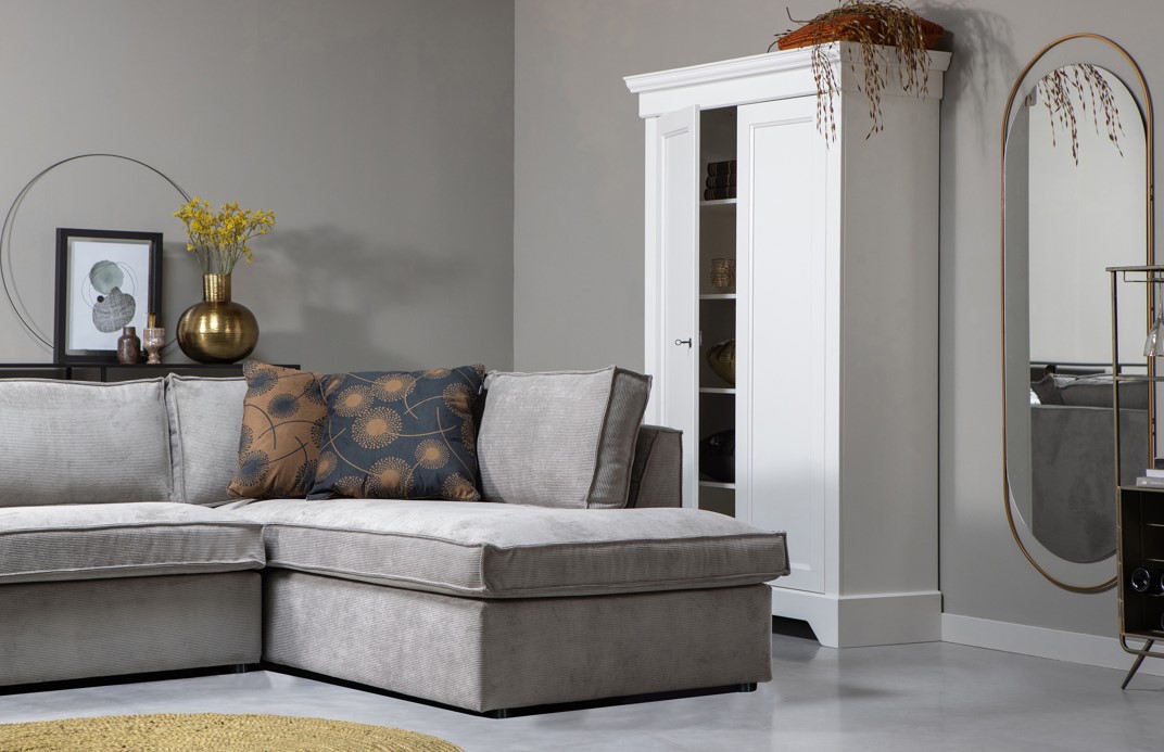 Ecksofa 'Thomas' - Gerippt Grau