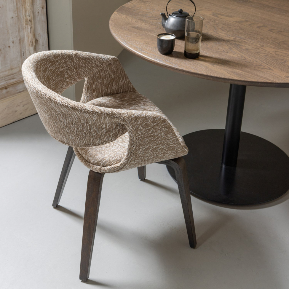 Esszimmerstuhl 'Yossi' - Beige/Dunkelbraun