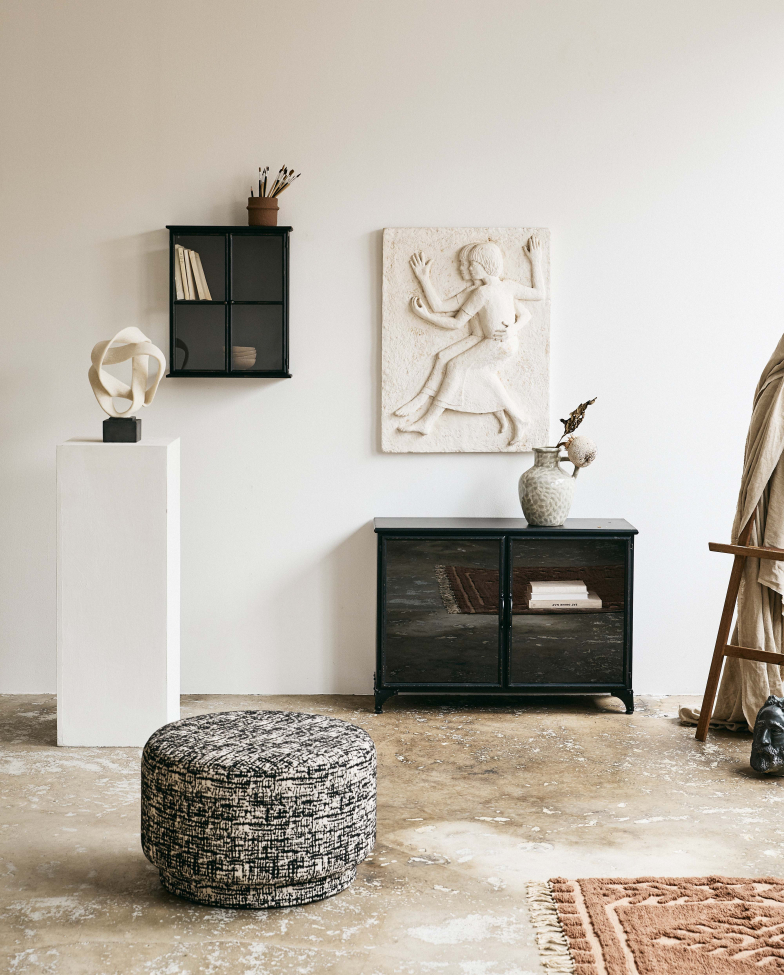 Pouf 'Bomu' - Schwarz/Weiß