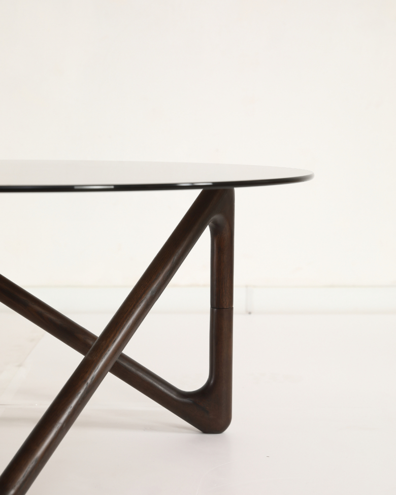 Couchtisch 'Modica' Ø80 – Nussbaum/Glas