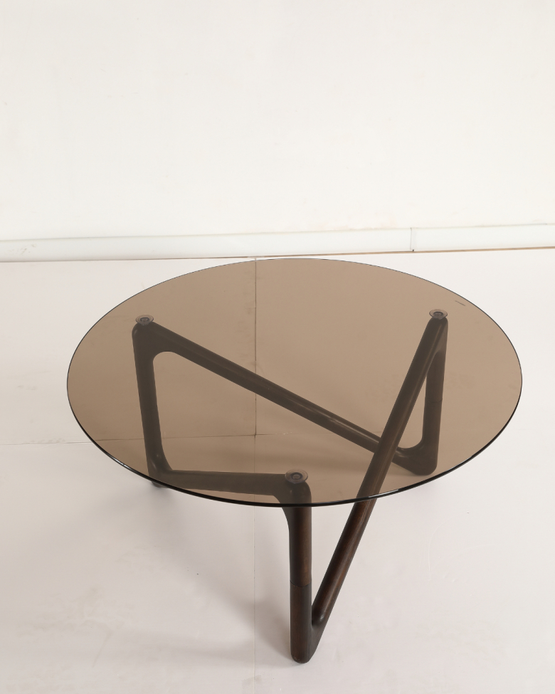 Couchtisch 'Modica' Ø80 – Nussbaum/Glas