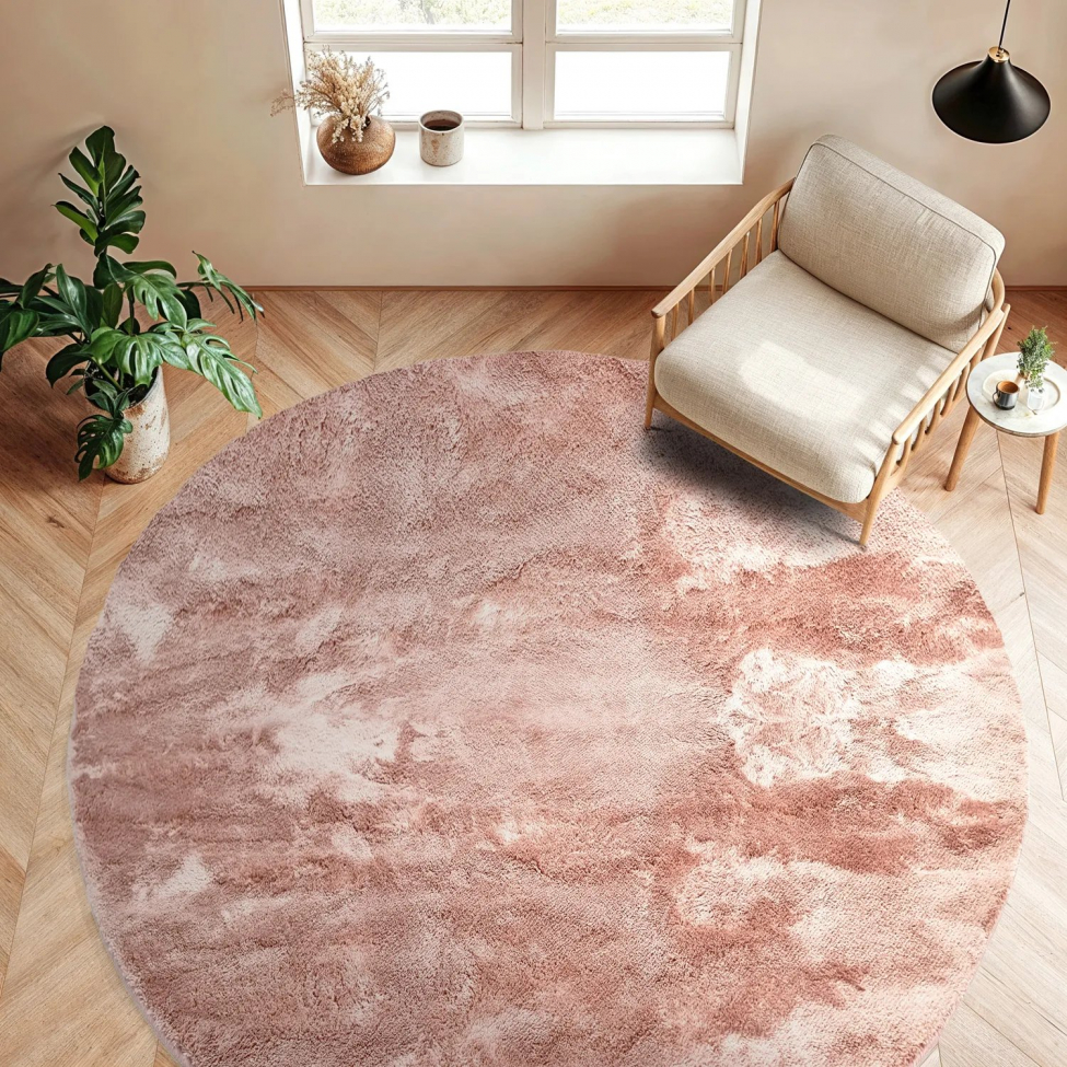 Runder Teppich 'Aranga Super Soft Fur' 80cm – Rosa