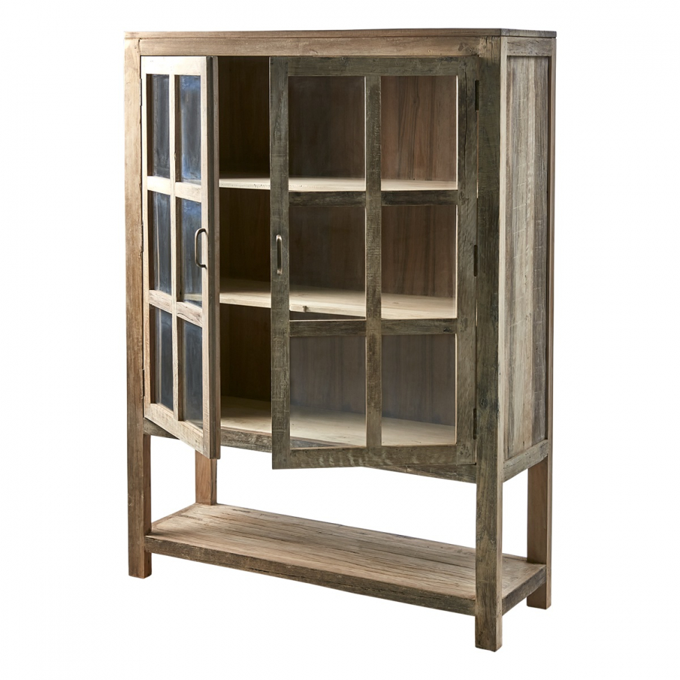 Vitrine 'Riko' 160cm - Recyclingholz
