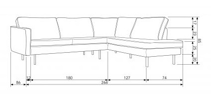 Ecksofa 'Rodeo' Khaki - Rechts