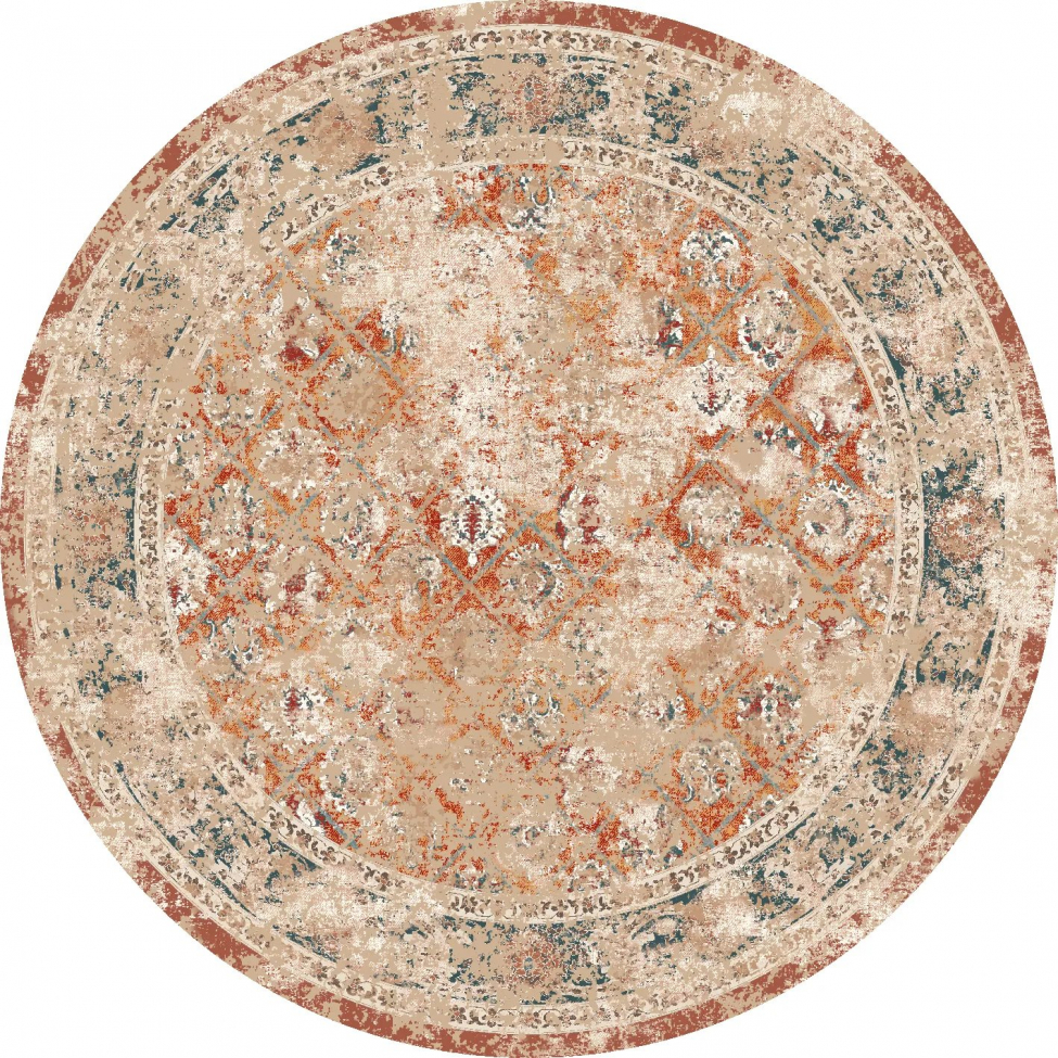 Runder Teppich 'Douz' 120cm - Rot/Mehrfarbig