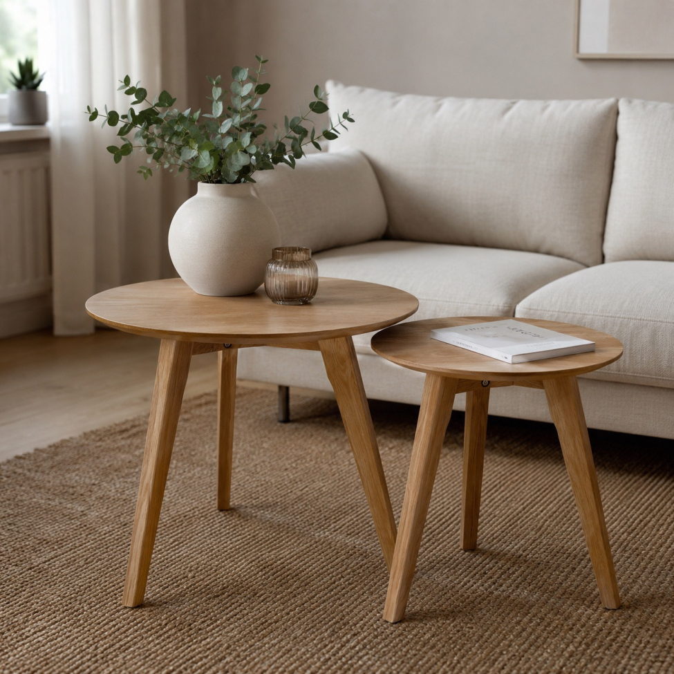 Couchtisch Rund 'Nagano' 2er-Set - Eiche