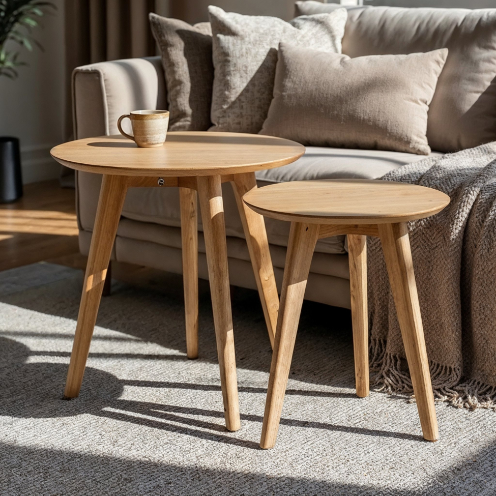 Couchtisch Rund 'Nagano' 2er-Set - Eiche