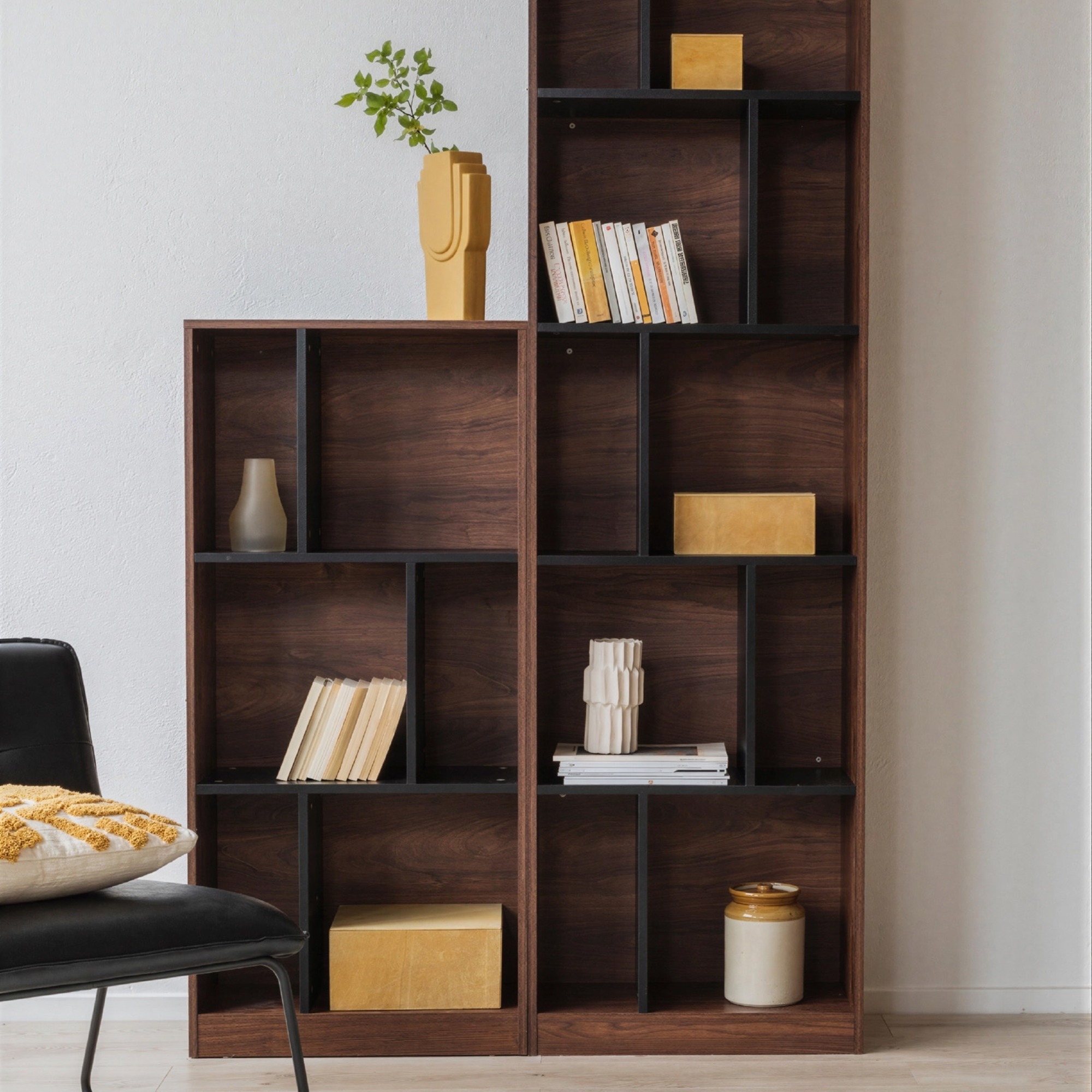 Bücherregal 'Colin' 60x129 - Walnuss/Schwarz