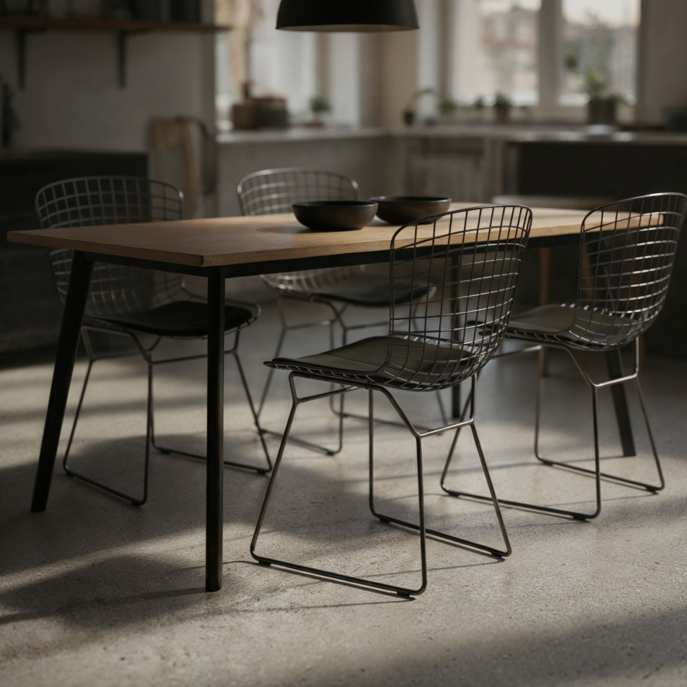 Esstisch 'Klassik' 140x80cm - Schwarz/Eiche