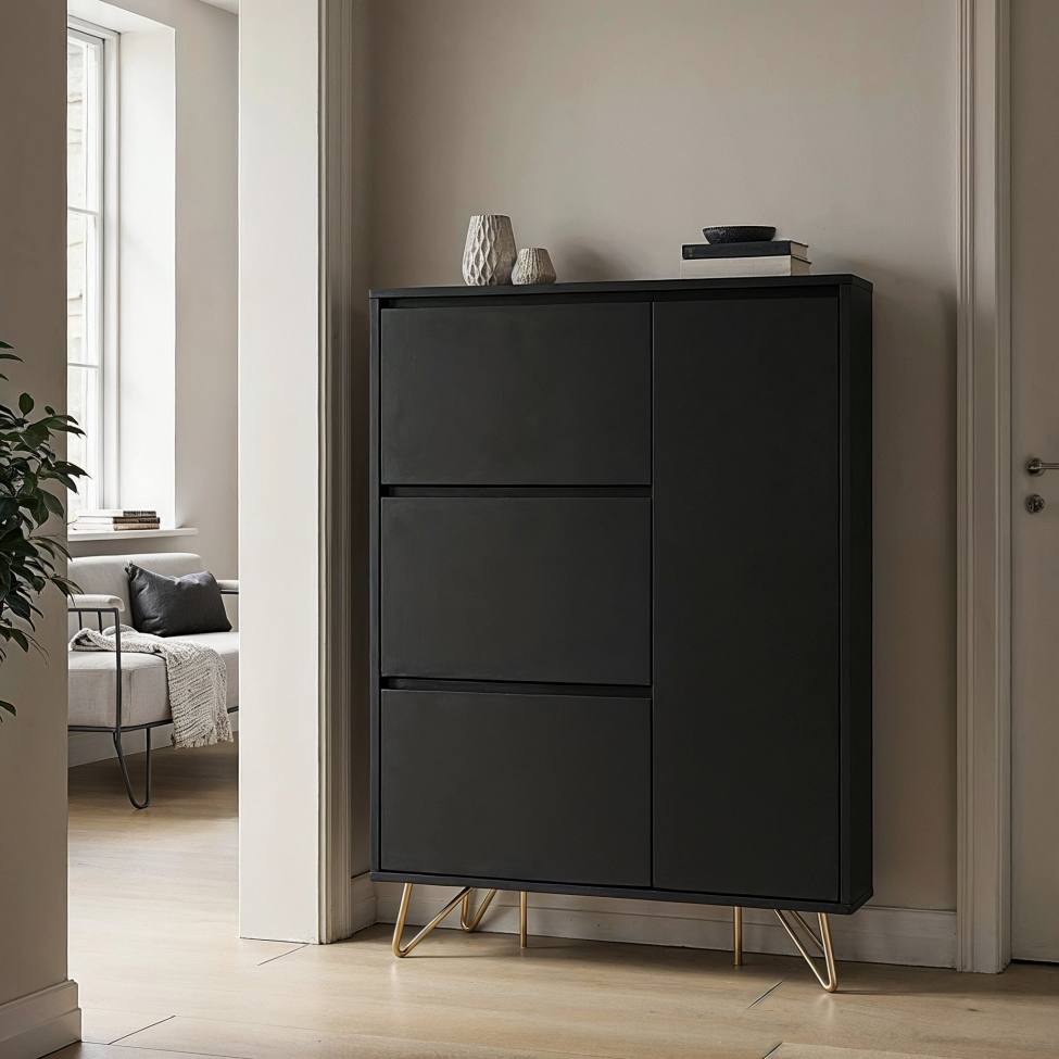 Schuhschrank 'Elle' - Schwarz/Kupfer