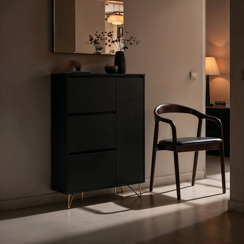 Schuhschrank 'Elle' - Schwarz/Kupfer