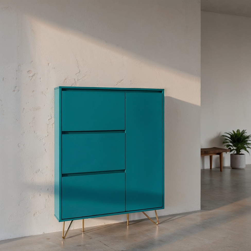 Schuhschrank 'Elle' - Grün/Kupfer