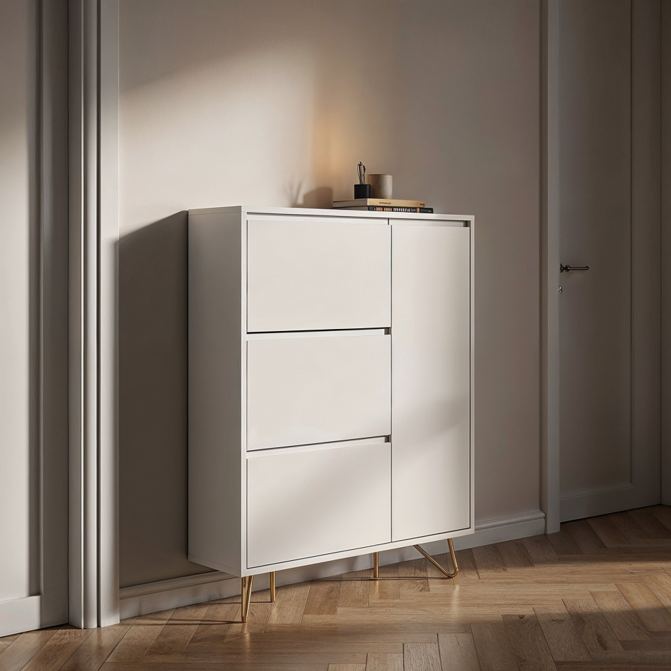 Schuhschrank 'Elle' - Weiß/Kupfer