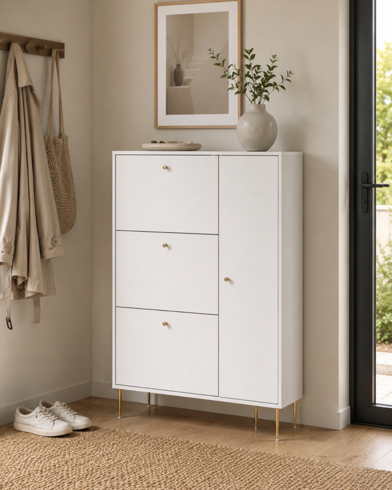 Schuhschrank 'Elle' - Weiß/Kupfer