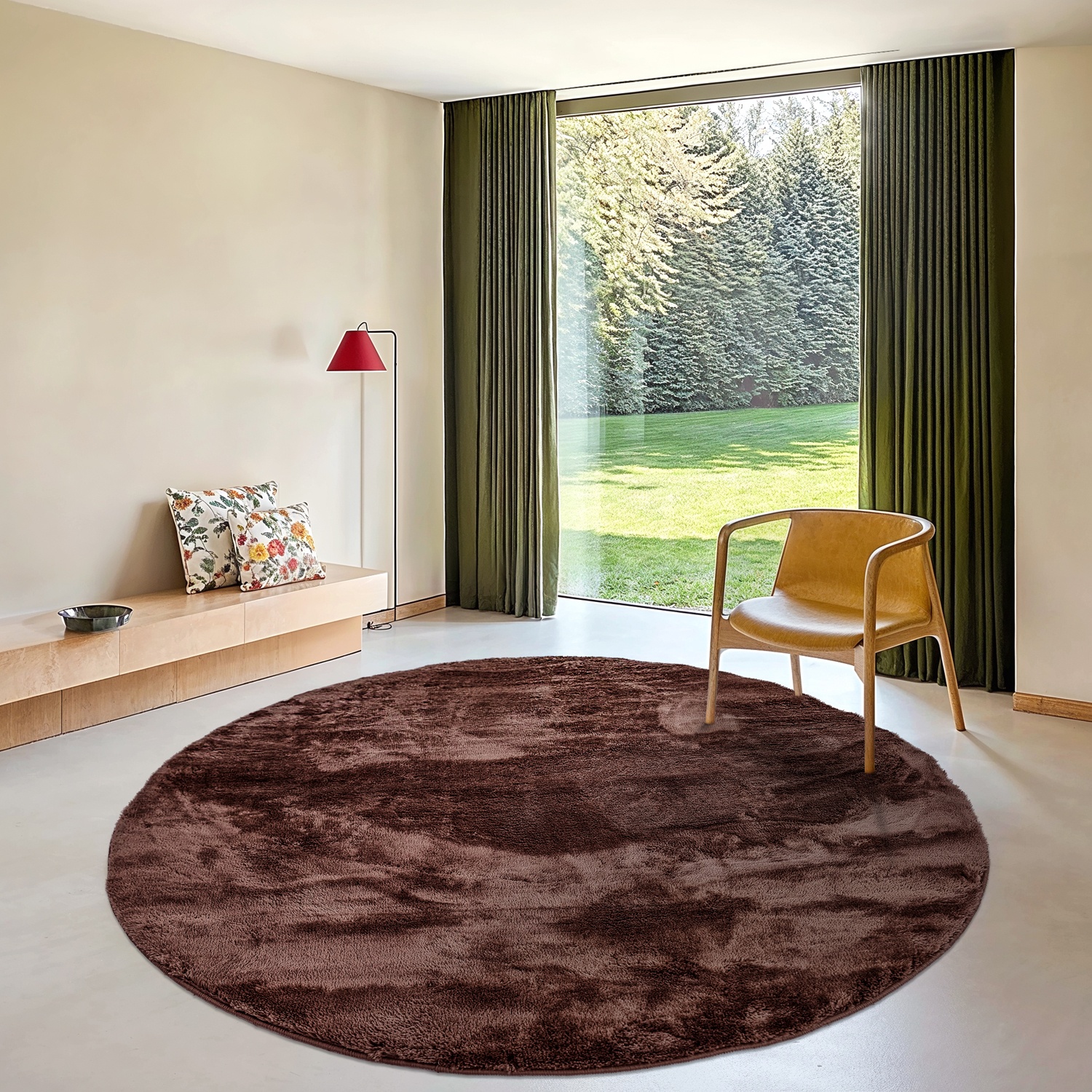 Runder Teppich 'Aranga Super Soft' – Dunkelbraun