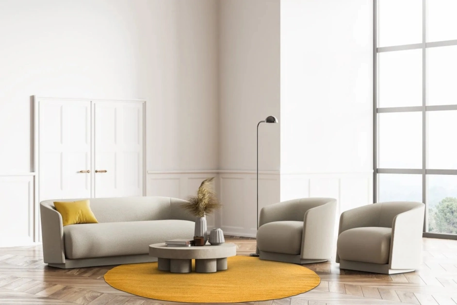 Runder Teppich 'Hamilton' - Safran