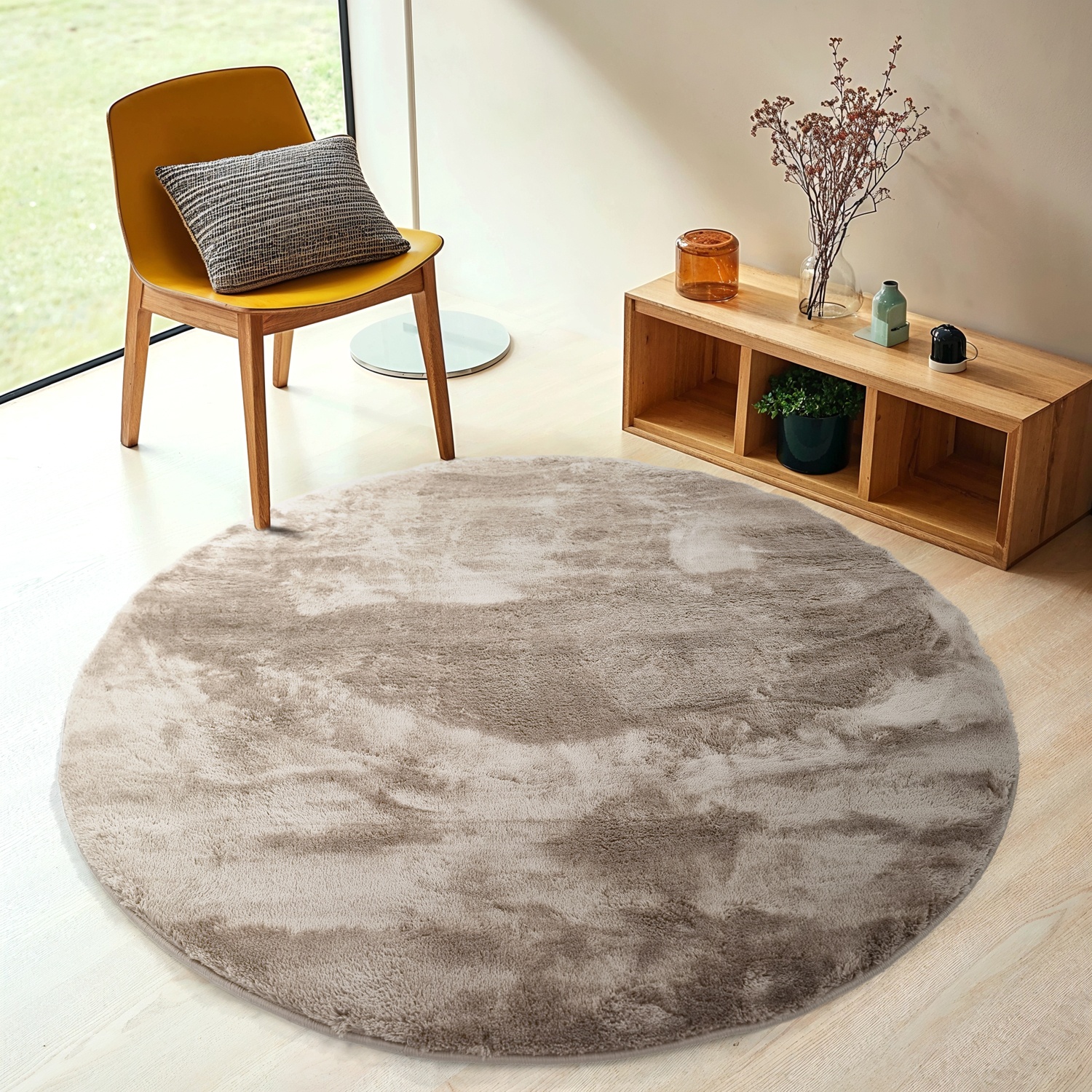 Runder Teppich 'Aranga Super Soft Fur' – Braun