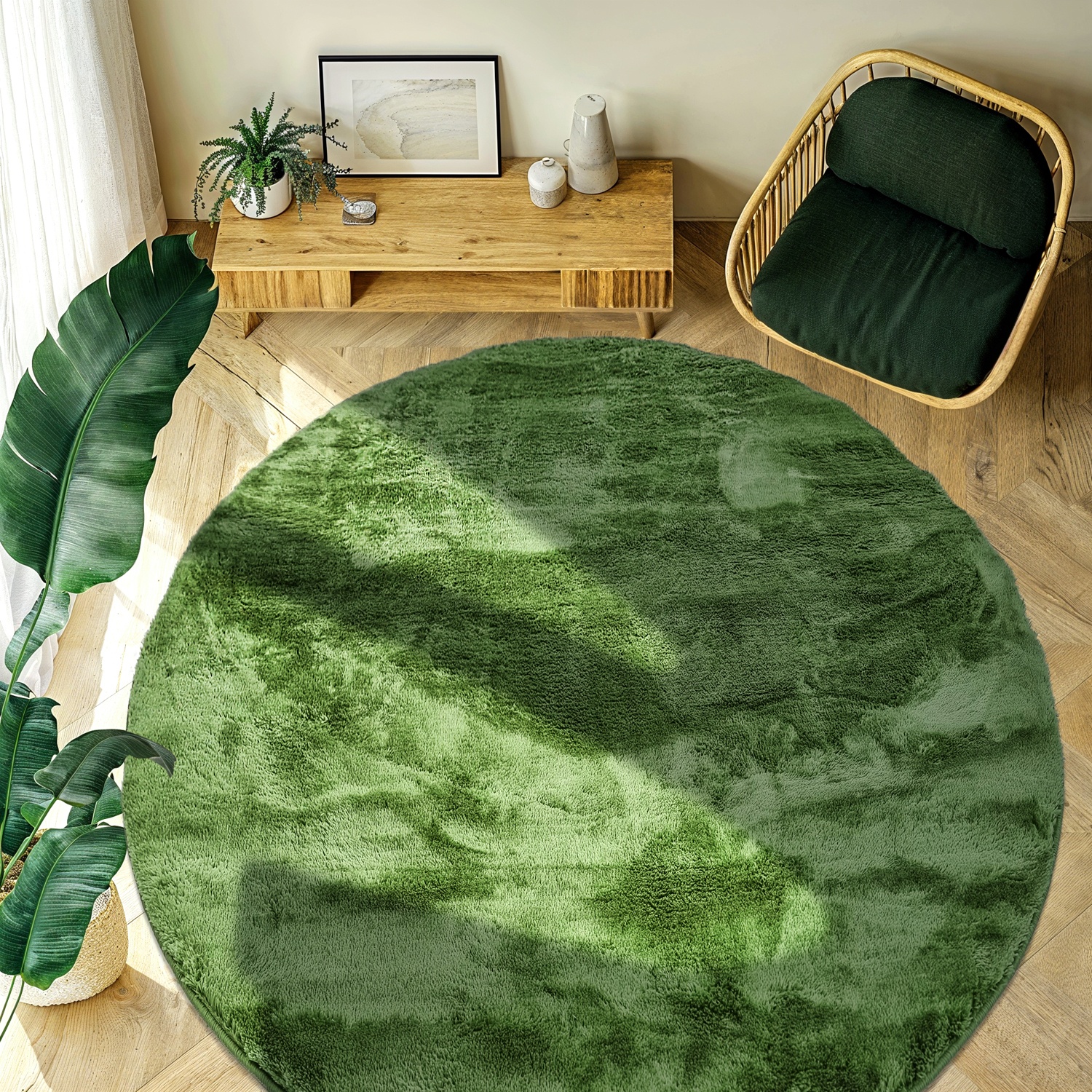 Runder Teppich 'Aranga Super Soft' - Oliv