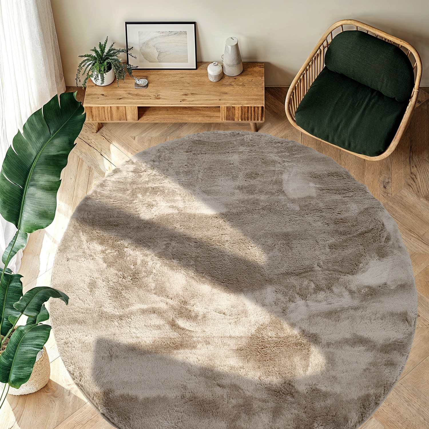 Runder Teppich 'Aranga Super Soft Fur' - Grün