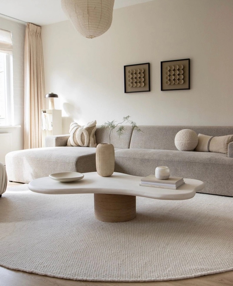 Runder Teppich 'Coastal' - Creme