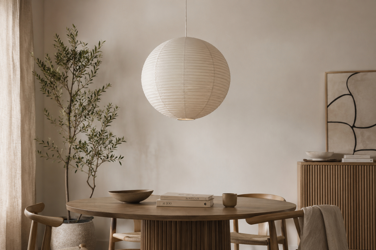 Reispapierlampe 'Lycka' - Weiß 30cm