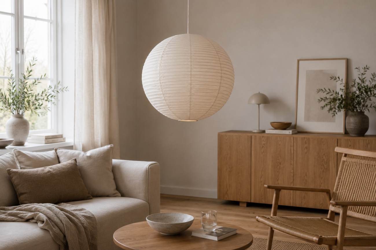 Reispapierlampe 'Lycka' - Weiß 30cm