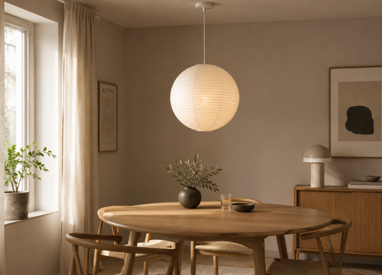 Reispapierlampe 'Lycka' - Weiß 40cm
