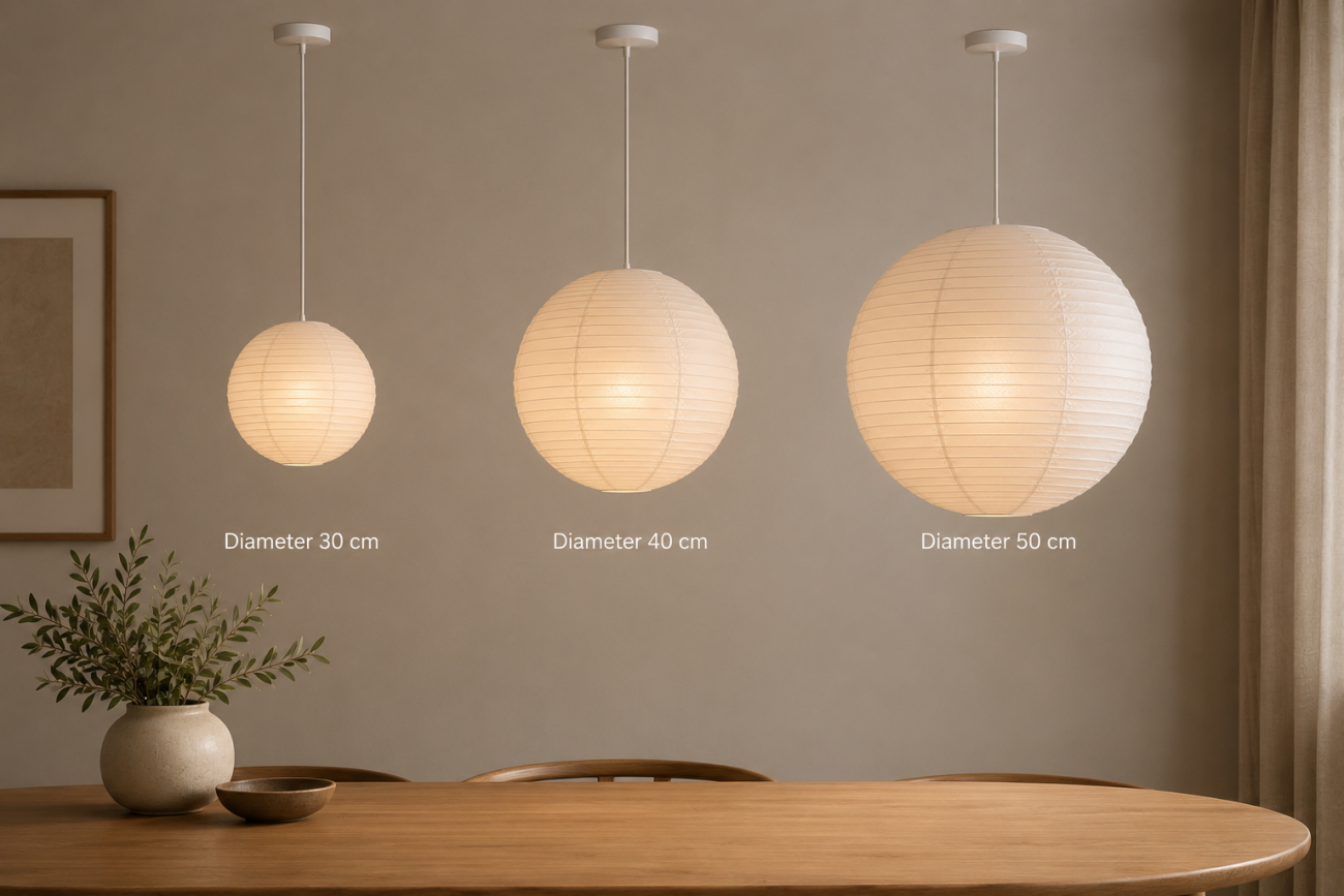 Reispapierlampe 'Lycka' - Weiß 40cm