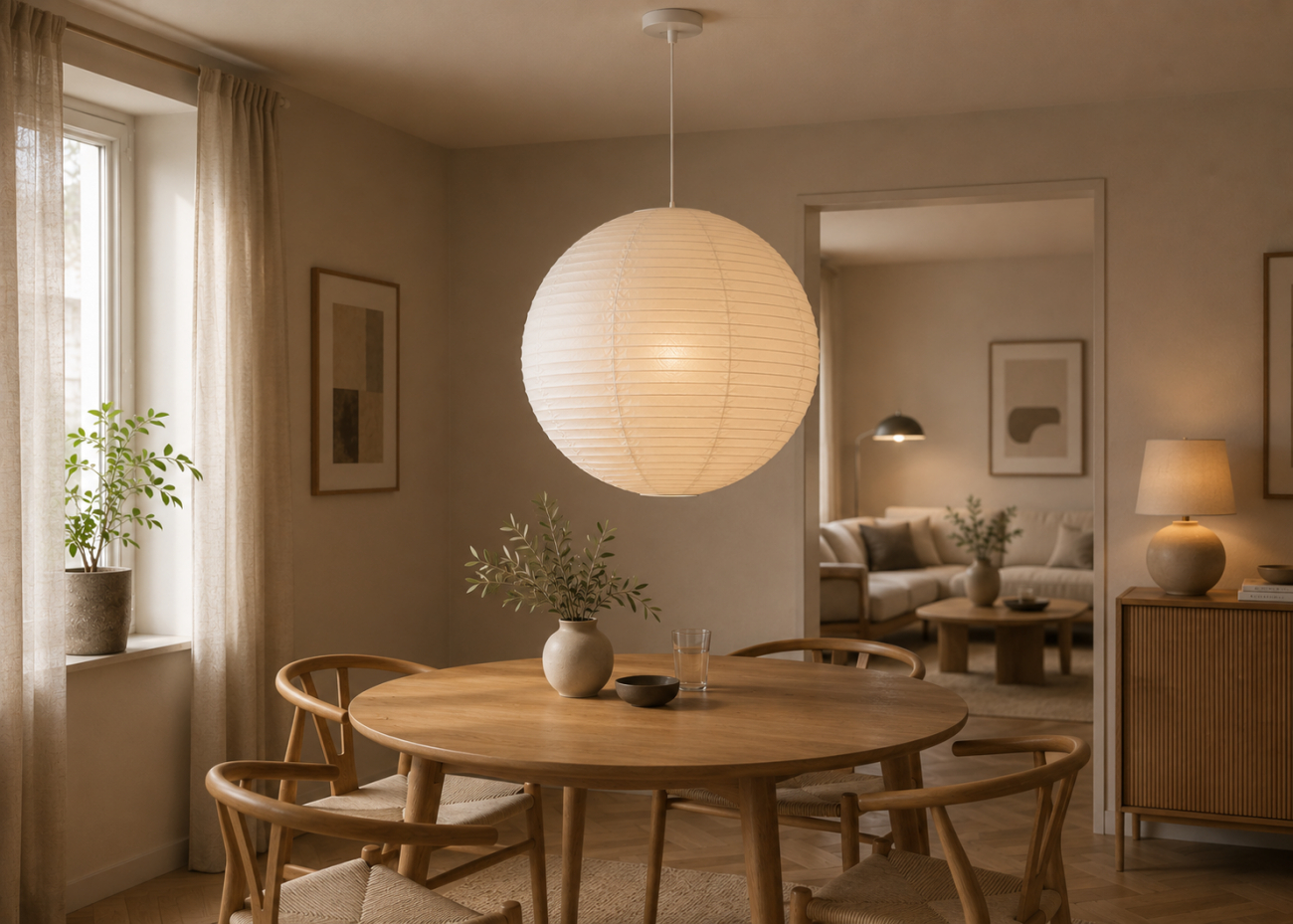 Reispapierlampe 'Lycka' - Weiß 50cm
