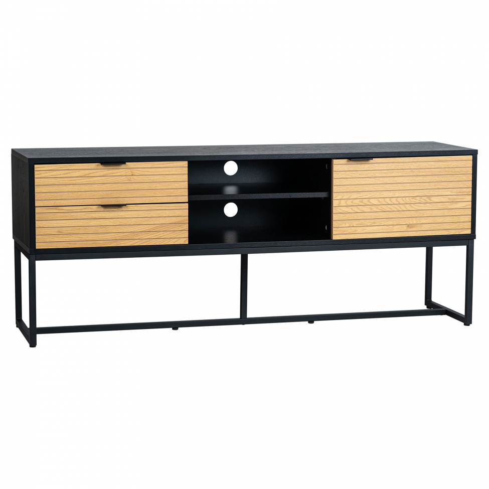 TV-Bank 'Line' - Eiche/Schwarz