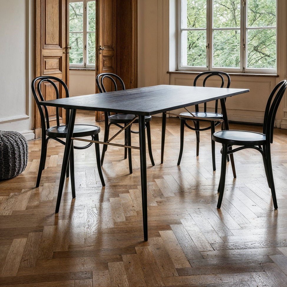 Esstisch 'Lux' 160x90cm - Schwarz/Kupfer