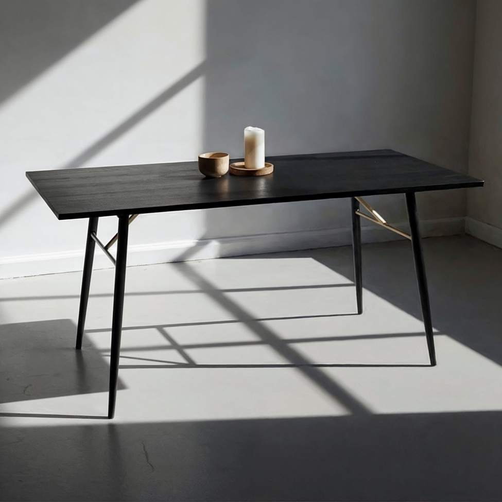 Esstisch 'Lux' 160x90cm - Schwarz/Kupfer