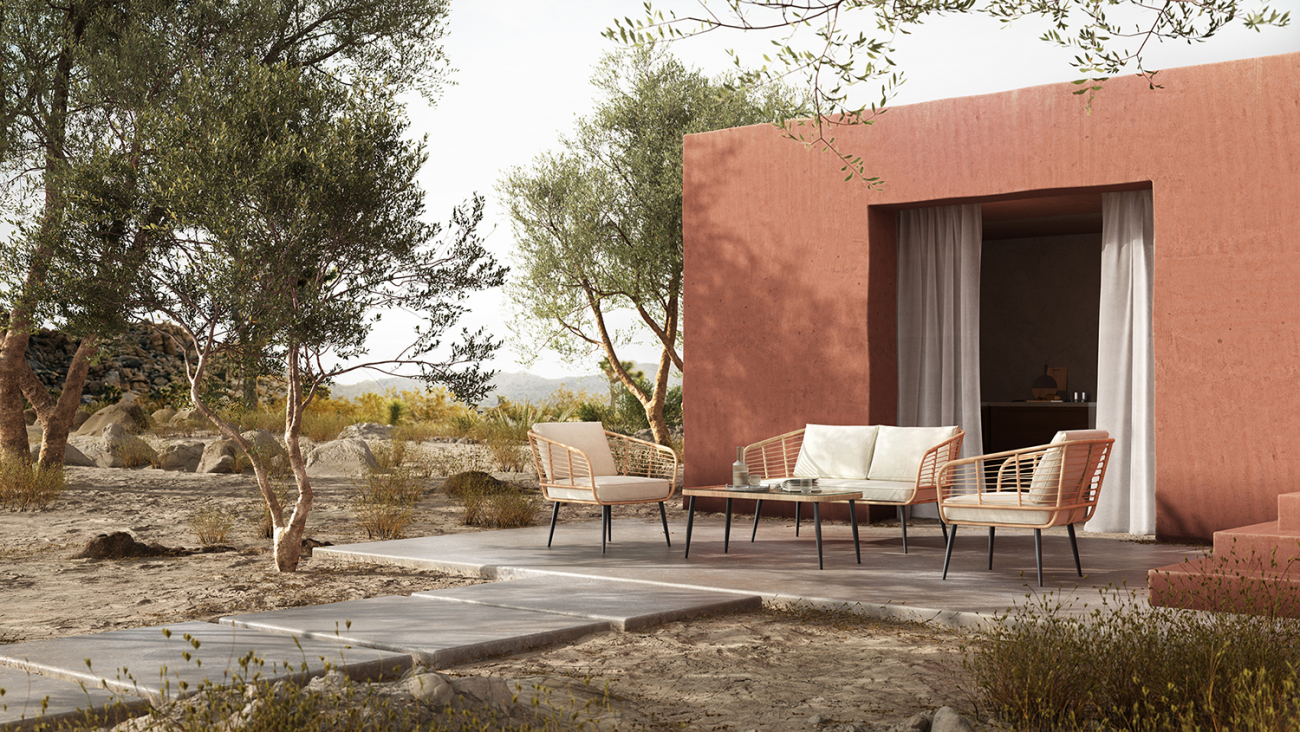 Gartensofa 'Sardinia' - Natur/Beige